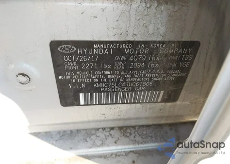 2018 Hyundai Ioniq Hybrid Sel из США, поврежденный, VIN KMHC75LC4JU061806